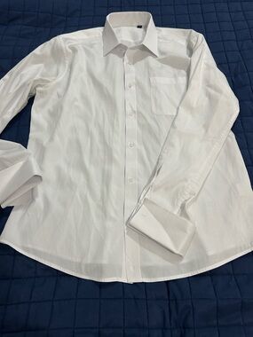 Classic White Men's Dress Shirt - Button-Down Collar